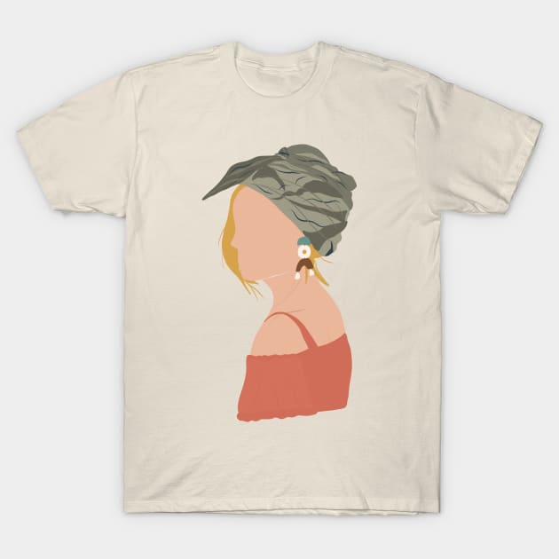 Abstract Woman With Green Scarf T-Shirt by JunkyDotCom